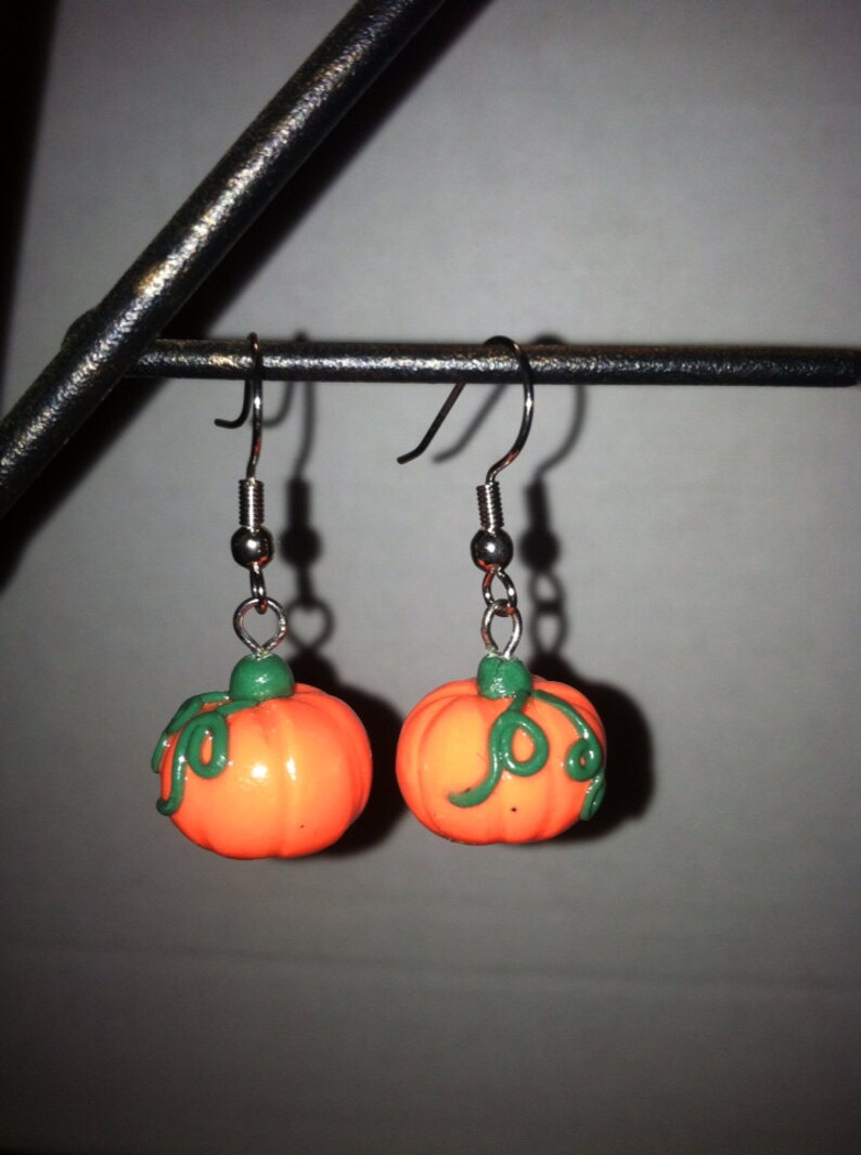 Polymer Clay Pumpkin Dangle Earrings Etsy