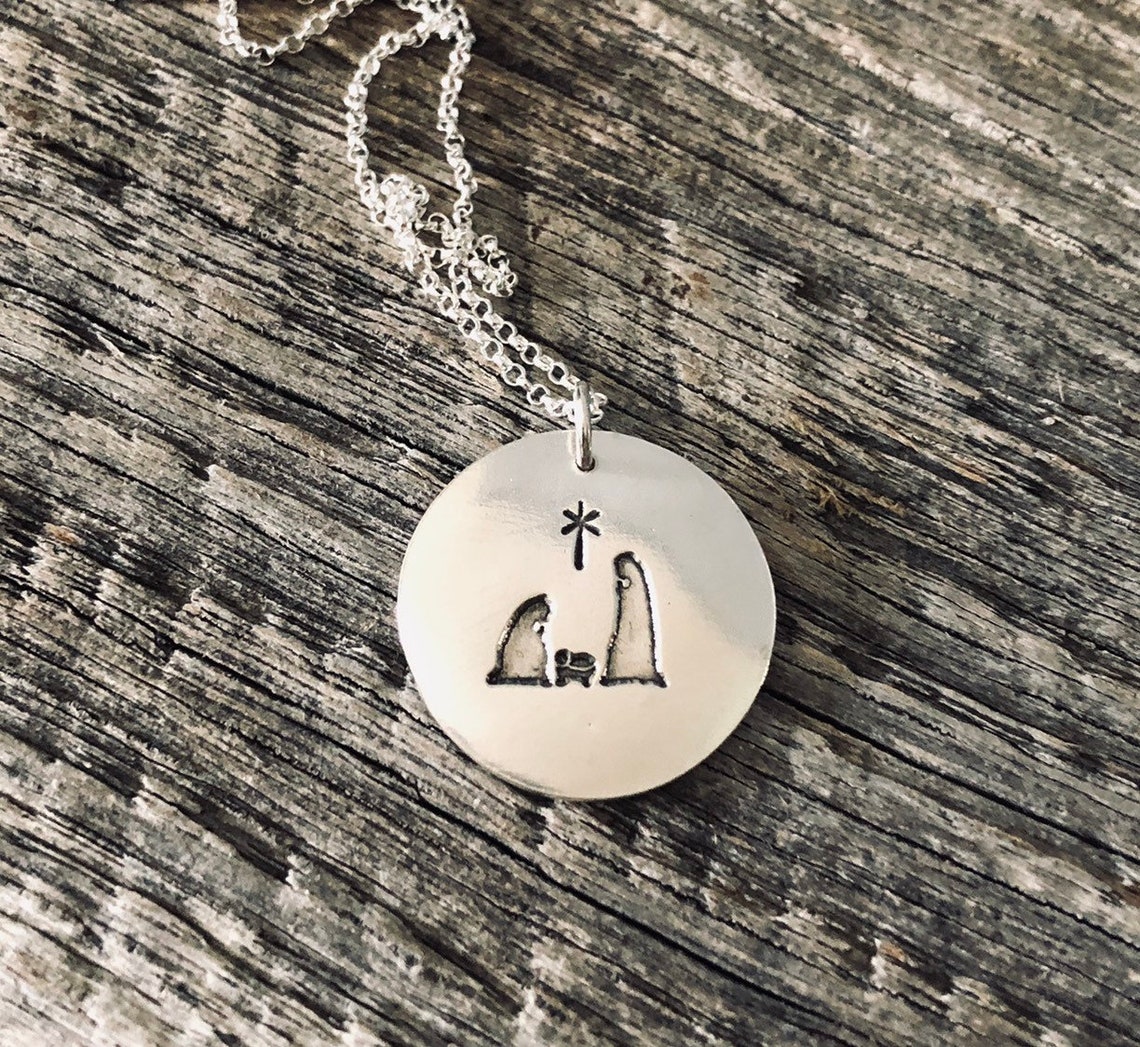 Nativity Necklace // Silver Nativity Necklace // Christmas Etsy