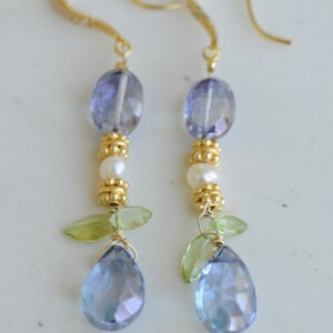 Mystic Blue Topaz Drop Earrings