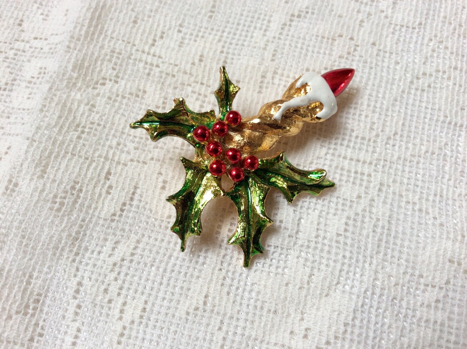 Vintage Coro Christmas Candle Brooch Signed Coro Brooch Etsy