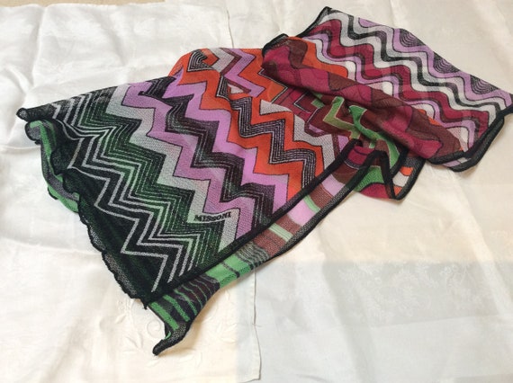 Vintage Missoni Zig Zag Design Scarf, Designer Sca