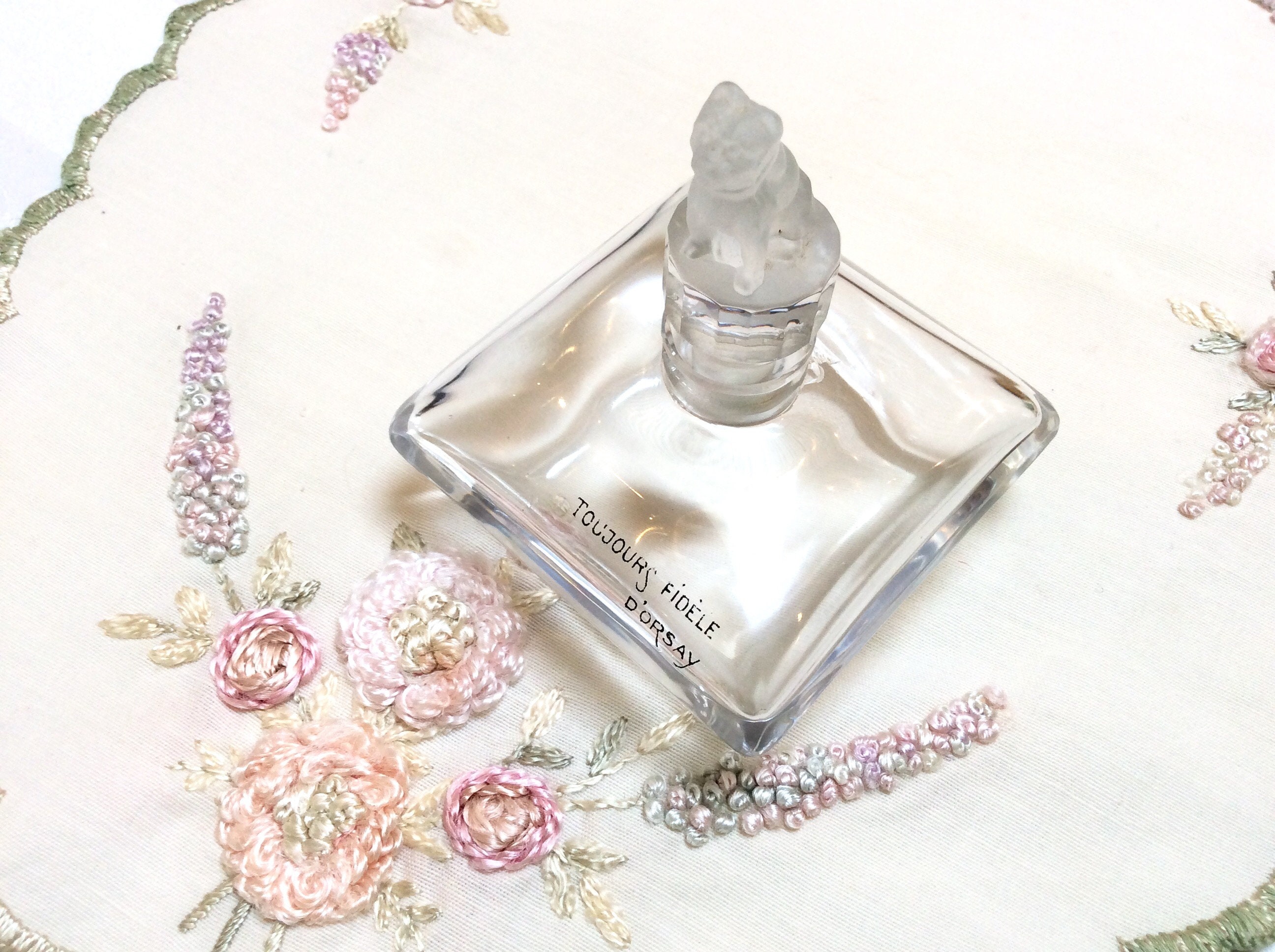 1920s Frosted Crystal Perfume Bottle D 1920s Frosted Crystal Perfume Bottle D