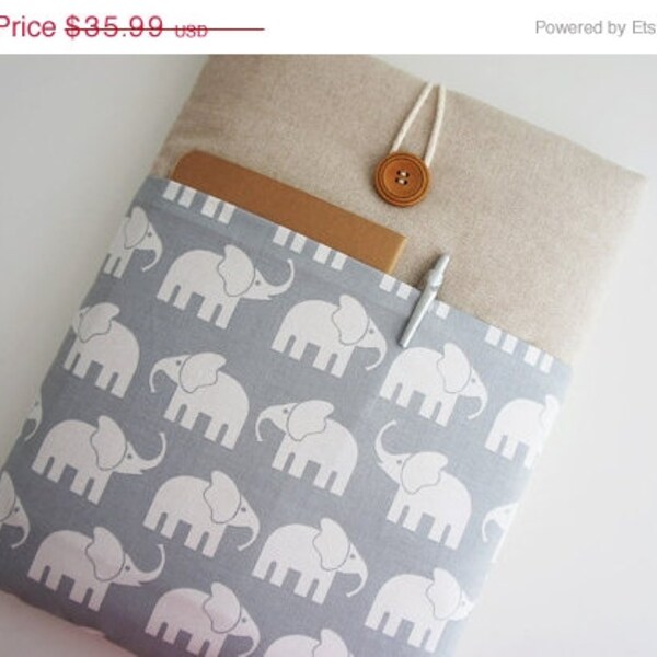 Elephant 13 inch Laptop Sleeve - Macbook Air or Pro,  Custom Size for Your 13'' Laptop - Laptop Cover, Padded Sleeve Case