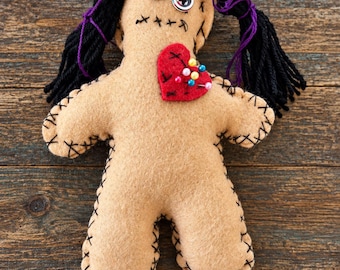 The Poppet | Handmade Poppet Doll | Hand-Stitched Folk Magic Inspired Doll | One of a Kind Halloween Collectible