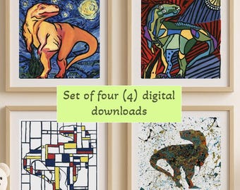 Art History Dinosaur Prints, Nursery Decor (Digital Download)