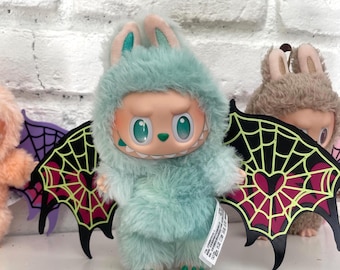 Labubu Bat Wings Costume: Heart Spider Web, Plush Halloween Accessory