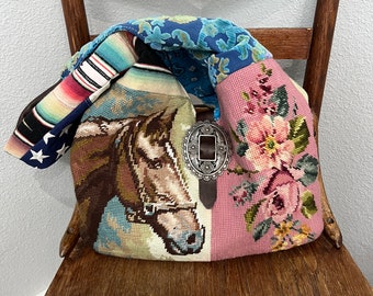 DEPOSIT~PLEASE READ~Made to Order Samples of Needlepoint Horse Hobo Bag