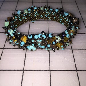 Boho Beaded Turquoise and Brown Bracelet image 2