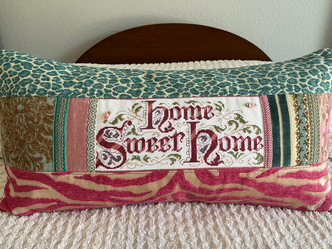 Vintage Needlepoint Home Sweet Home Leopard Velvet Chenille - Etsy