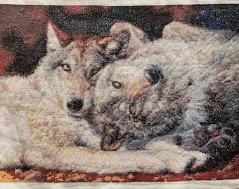DEPOSIT Vintage Wolves Needlepoint/Cross Stitch Pillow or Tote Made to Order