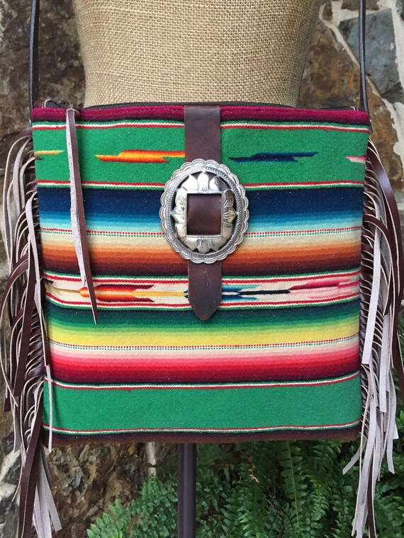 Leather Fringed Serape Purse