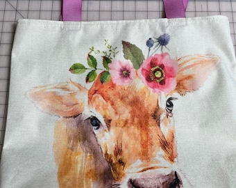 Canvas Tote with Cow
