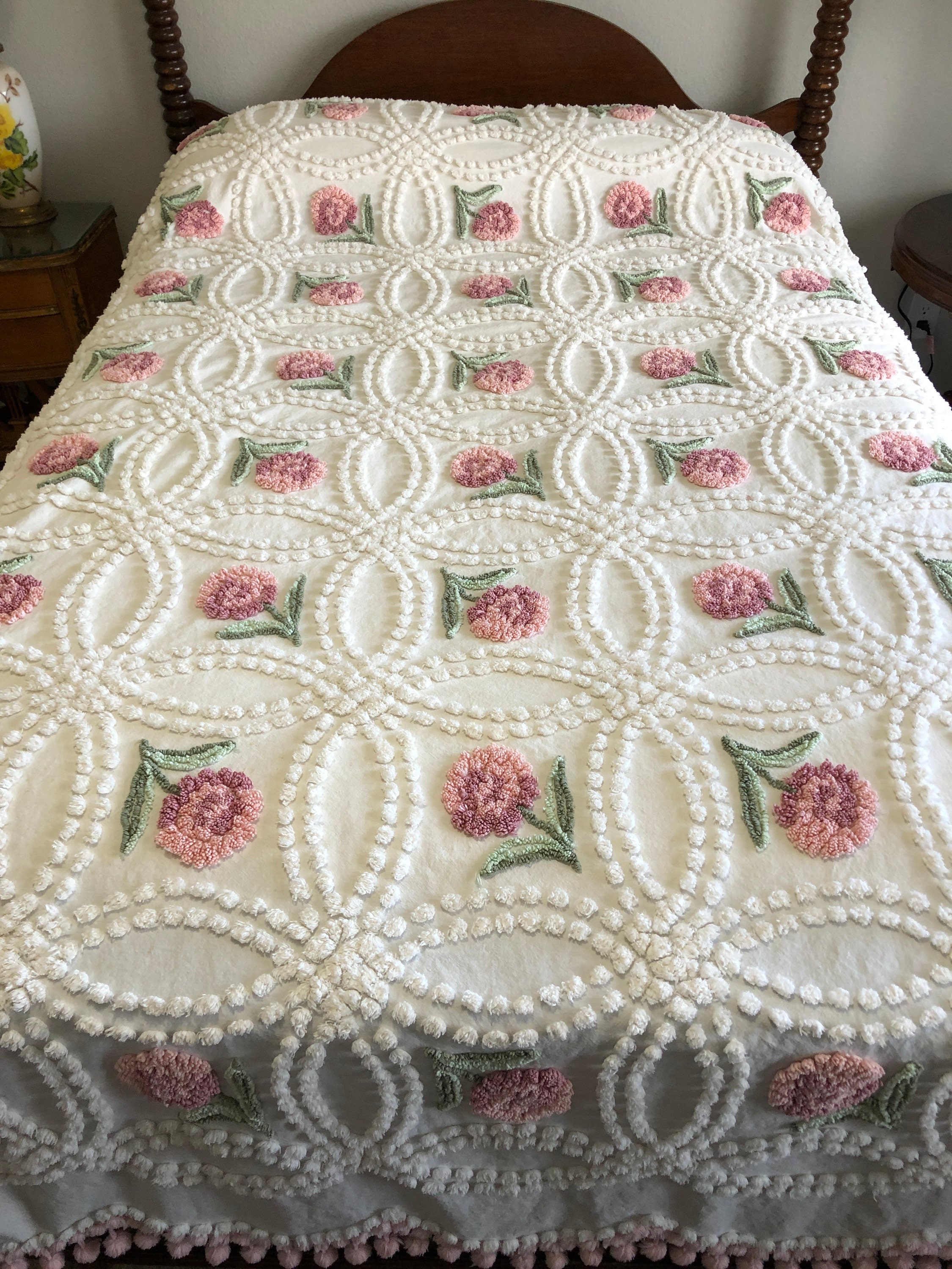 Unimall Superking Bedspreads Quilted 3 Piece Vintage American Style Floral 100% Cotton Patchwork Bedspread Super King Size 240x260 cm with 2 Pillowcases 50x70cm 