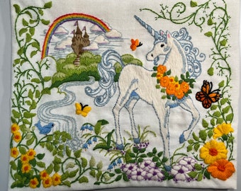 Made to Order Deposit Crewel Unicorn Pillow/Tote/Messenger Bag/ipad case/Large Clutch