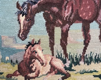 Needlepoint Horse and Foal Purse Made to Order