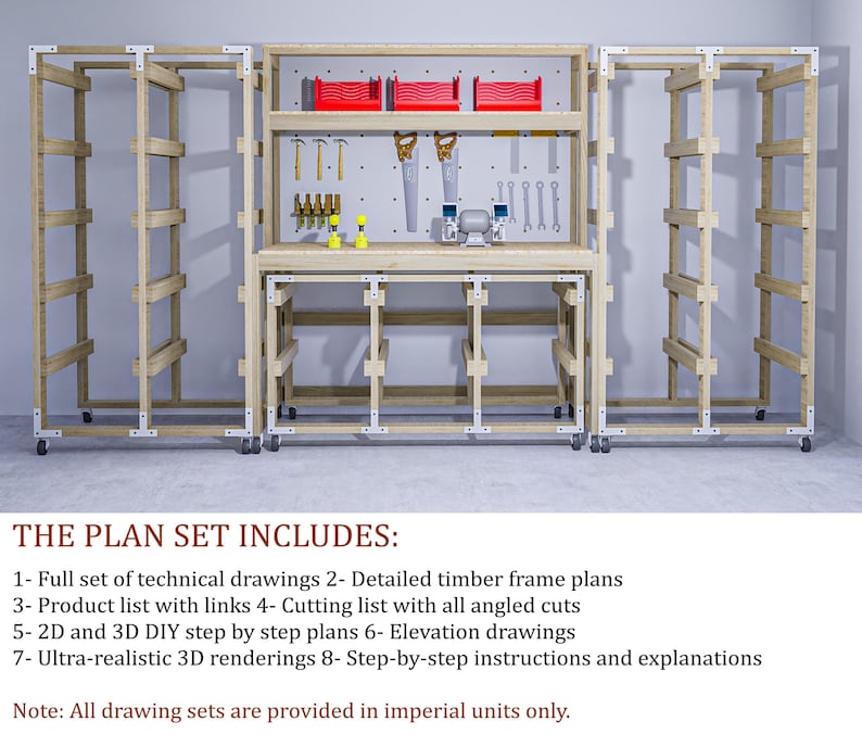 Storage Workbench Plans, DIY Garage Storage Shelf, 27 Gallon Tote Rack ...