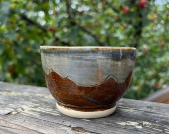 23146 FREE SHIP Grey and Brown Bowl  4” x 2.5” Ready to Ship