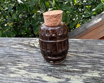 2398 Jar Brown Barrel 1" x 2” with Cork Stopper Ready to Ship