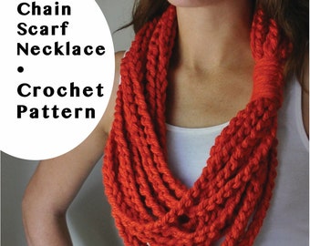 DIGITAL DOWNLOAD chain scarf necklace crochet scarf patterns for women, handmade gifts for Mom, personalized diy, crochet pattern