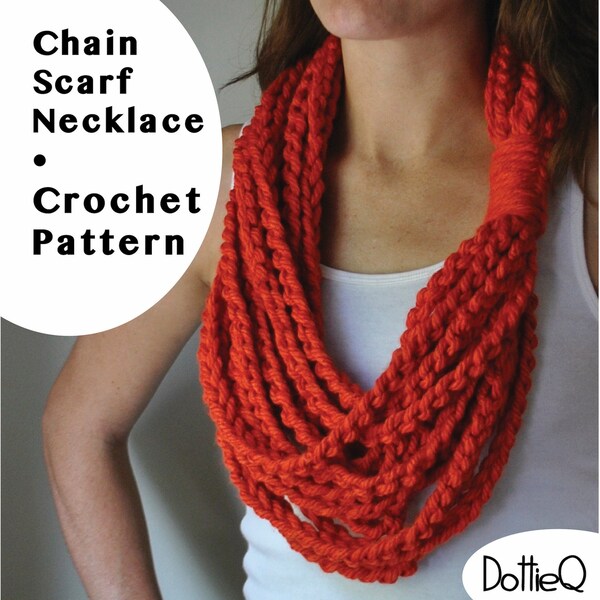 DIGITAL DOWNLOAD chain scarf necklace crochet scarf patterns for women, handmade gifts for Mom, personalized diy, crochet pattern