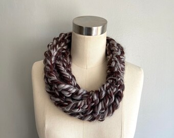 Chain Scarf Necklace, Thick Scarf, Handmade Crochet Gift for Mother from Daughter, Infinity Scarf for Women, Gifts Under 30