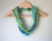 Turquoise Scarf Necklace .. Light Scarf Necklace .. Spring Scarf .. Multicolor Chain Scarf .. Blue Scarf .. Green Scarf .. Infinity Scarf