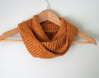 Honey Gold Scarf / Organic Cotton Scarf / Orange Infinity Scarf / EcoFriendly Scarf / Vegan / Organic Clothing / Eternity Scarf