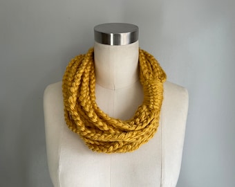 Honeycomb Gold Scarf, Christmas Gifts for Mom, Fashion Scarf, Winter Accessories, Infinity Scarf for Women, Chain Scarf Necklace
