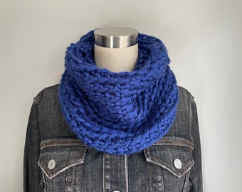 Royal Blue Scarf Women, Gifts for Mom, Fashion Scarf, Winter Muffler, Infinity Scarf for Women, Indigo Scarf Trend, Handmade Crochet