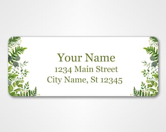 Greenery Return Address Labels:  Personalized Stickers(120 Ct)
