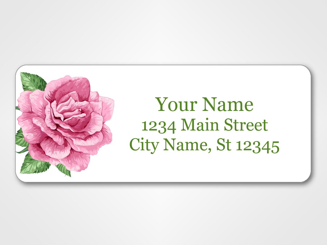 Personalized Return Address Labels Single Rose Design 120 Custom Self
