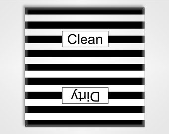 Clean Dirty Dishwasher Magnet Sign - Conception à rayures noires