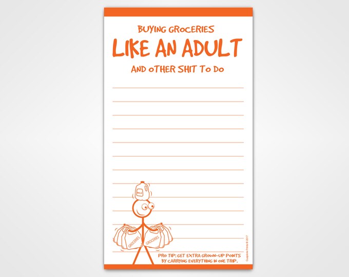 Funny Novelty Gift for Home - Magnetic Grocery List - Buying Groceries Like an Adult