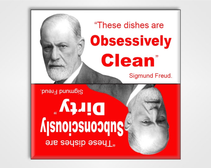 Clean Dirty Dishwasher Magnet Sign - Funny Freud Design