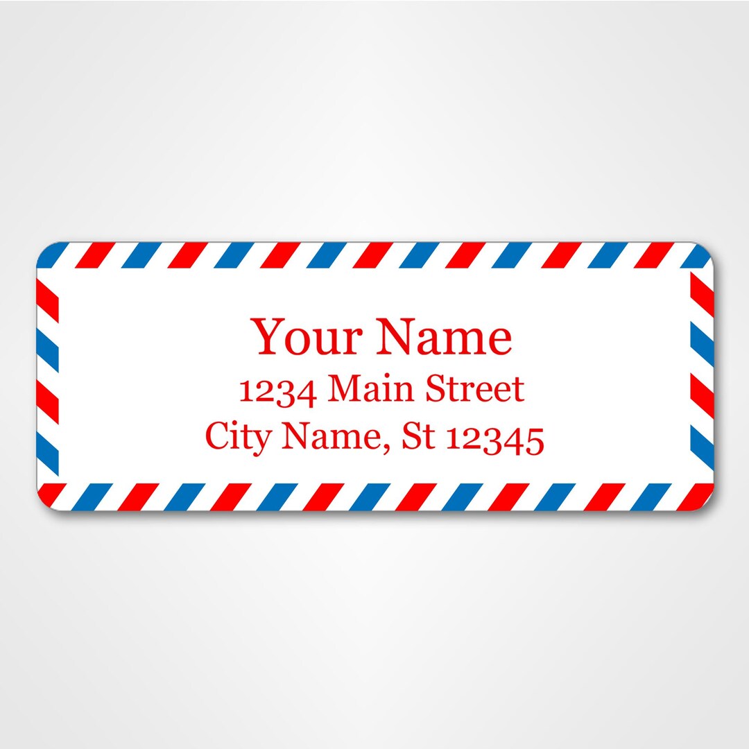 Personalized Return Address Labels - Air Mail Design - 120 Custom Self ...
