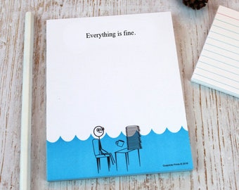 Everything is Fine Notepad - Funny Gag Gift for Coworkers, Note Pad, Sarcastic Memo Pad, Novelty Present, Fun Office Supplies