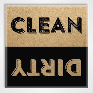 Clean Dirty Dishwasher Magnet Sign - Rustic Letterpress Design