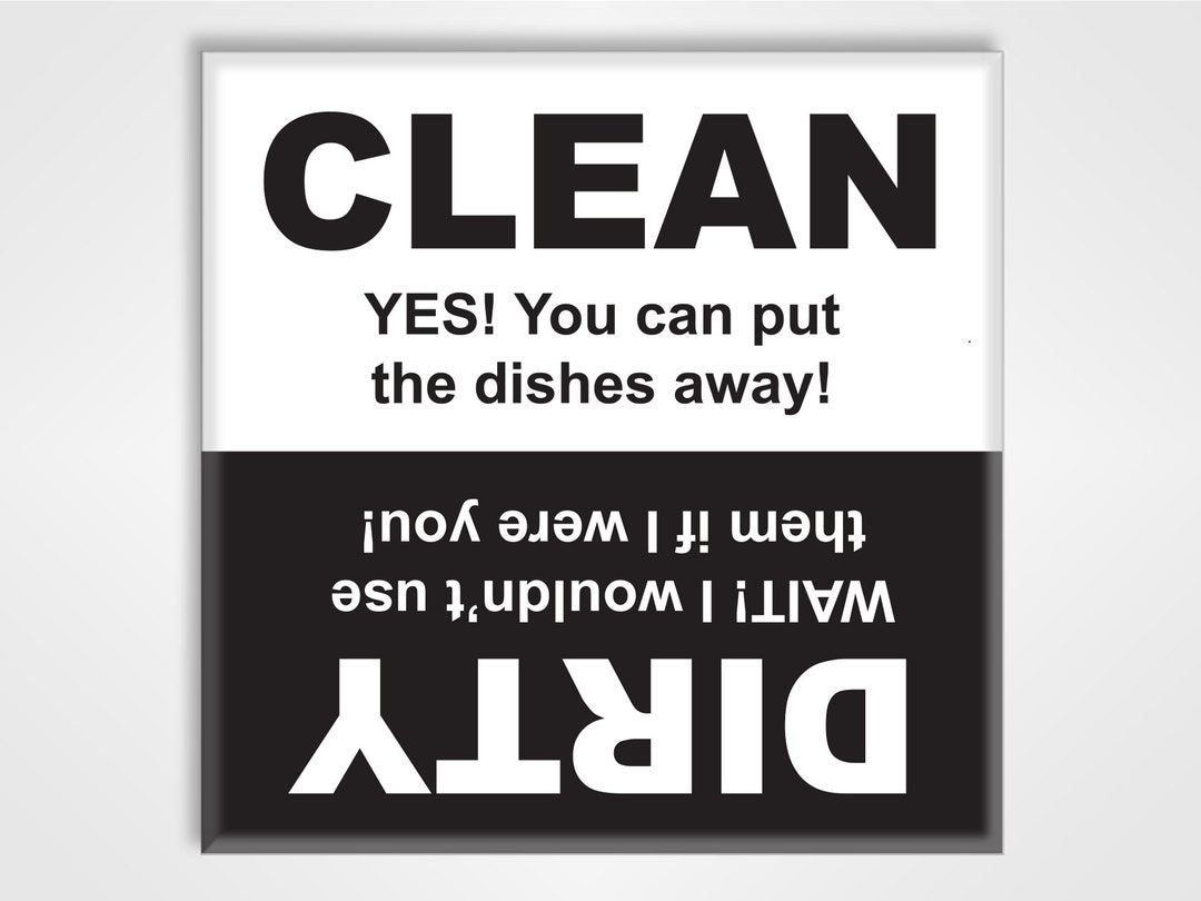 Modern Clean Dirty Dishwasher Flip Magnet With Clean Beautiful Font 