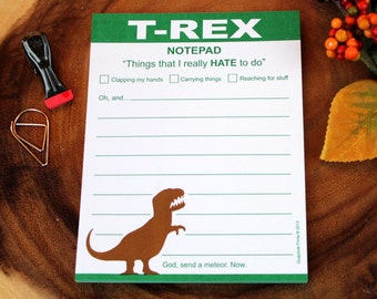 Funny Novelty Gift - T-Rex Notepad - Humorous Office Supplies