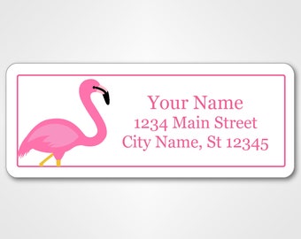 Personalized Return Address Labels - Pink Flamingo Design - 120 Custom Self-Adhesive Stickers