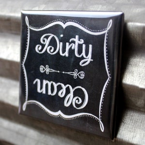 Clean Dirty Dishwasher Magnet Sign - Chalkboard Retro Style Design
