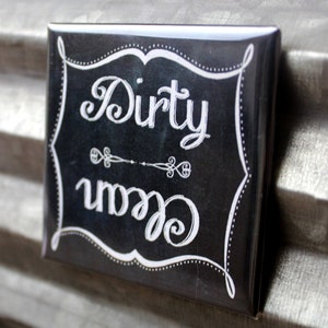 Clean Dirty Dishwasher Magnet Sign Chalkboard Retro Style Design image 1