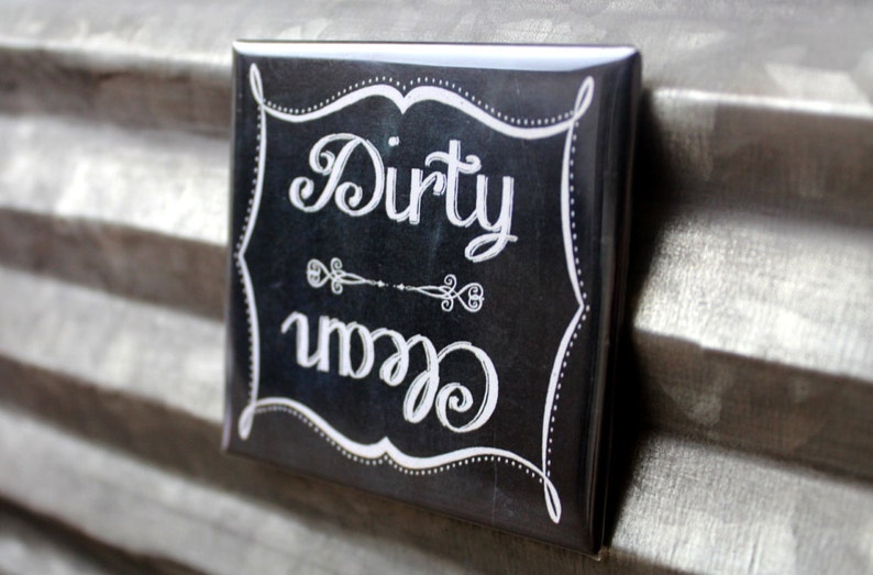 Clean Dirty Dishwasher Magnet Sign Chalkboard Retro Style Design image 1