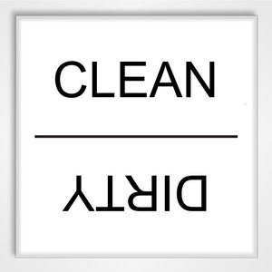 Clean Dirty Dishwasher Magnet Sign Plain White Design image 1