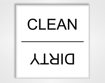 Clean Dirty Dishwasher Magnet Sign - Plain White Design