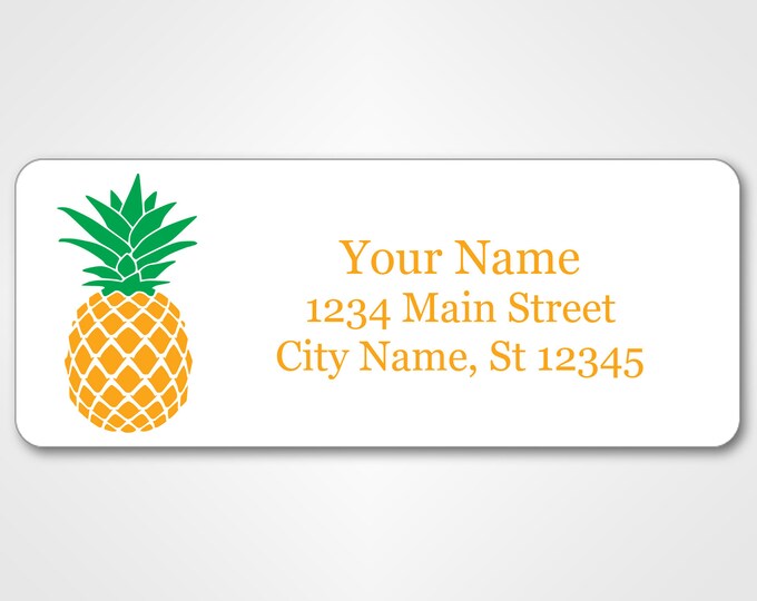 Personalized Return Address Labels - Tropical Pineapple Design - 120 Custom Self-Adhesive Stickers