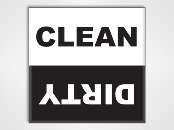 Clean Dirty Dishwasher Magnet Sign Original Black and White Design 