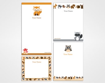 Cute Woodland Animals Personalized Notepads (4-Pack) Customized Office Gift