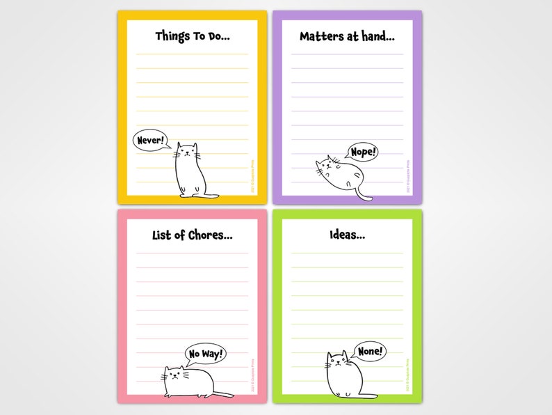 Sarcastic Cats Notepads 4-Pack Funny Cute Memo Pads for Coworker, Friends image 1