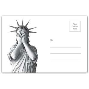 Imprime tus propias postales de protesta en casa: Estatua de la Libertad llorando (10x15 cm), de tu elector, para el Congreso, el Senado y las elecciones.